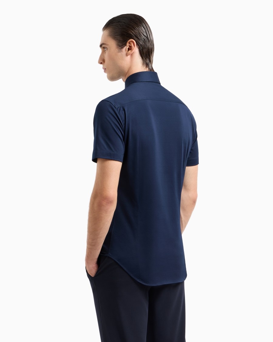 The world of armani CAMICIA A MANICHE CORTE IN JERSEY DI COTONE Qualità