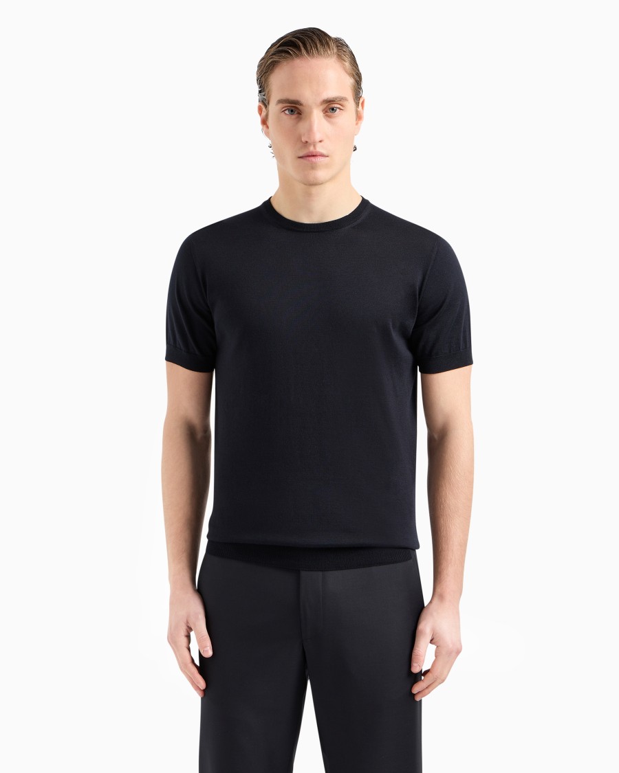 The world of armani MAGLIA GIROCOLLO IN SETA E COTONE Spedizione Gratuita