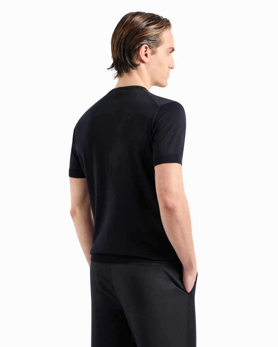 The world of armani MAGLIA GIROCOLLO IN SETA E COTONE Spedizione Gratuita