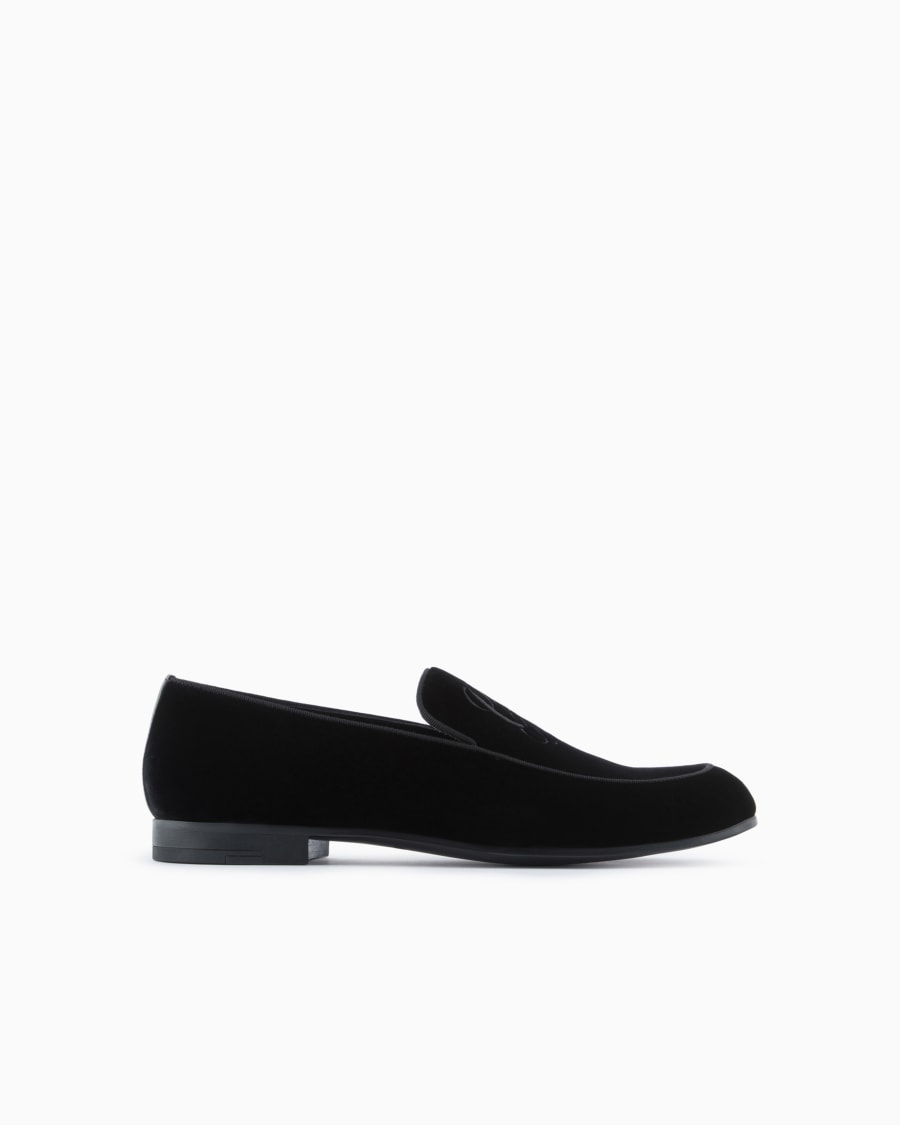 The world of armani MOCASSINI IN VELLUTO CON LOGO RICAMATO
