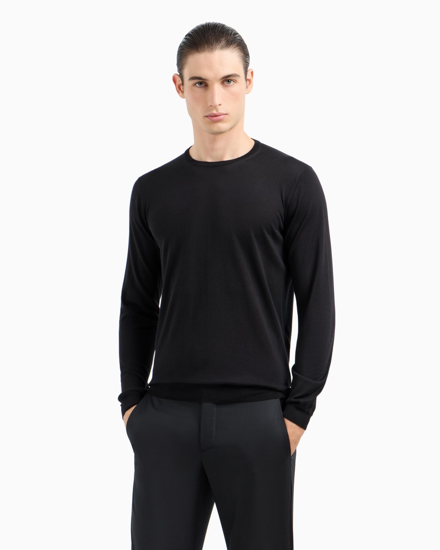 The world of armani MAGLIA GIROCOLLO A MANICA LUNGA IN SETA E COTONE Consegna Veloce