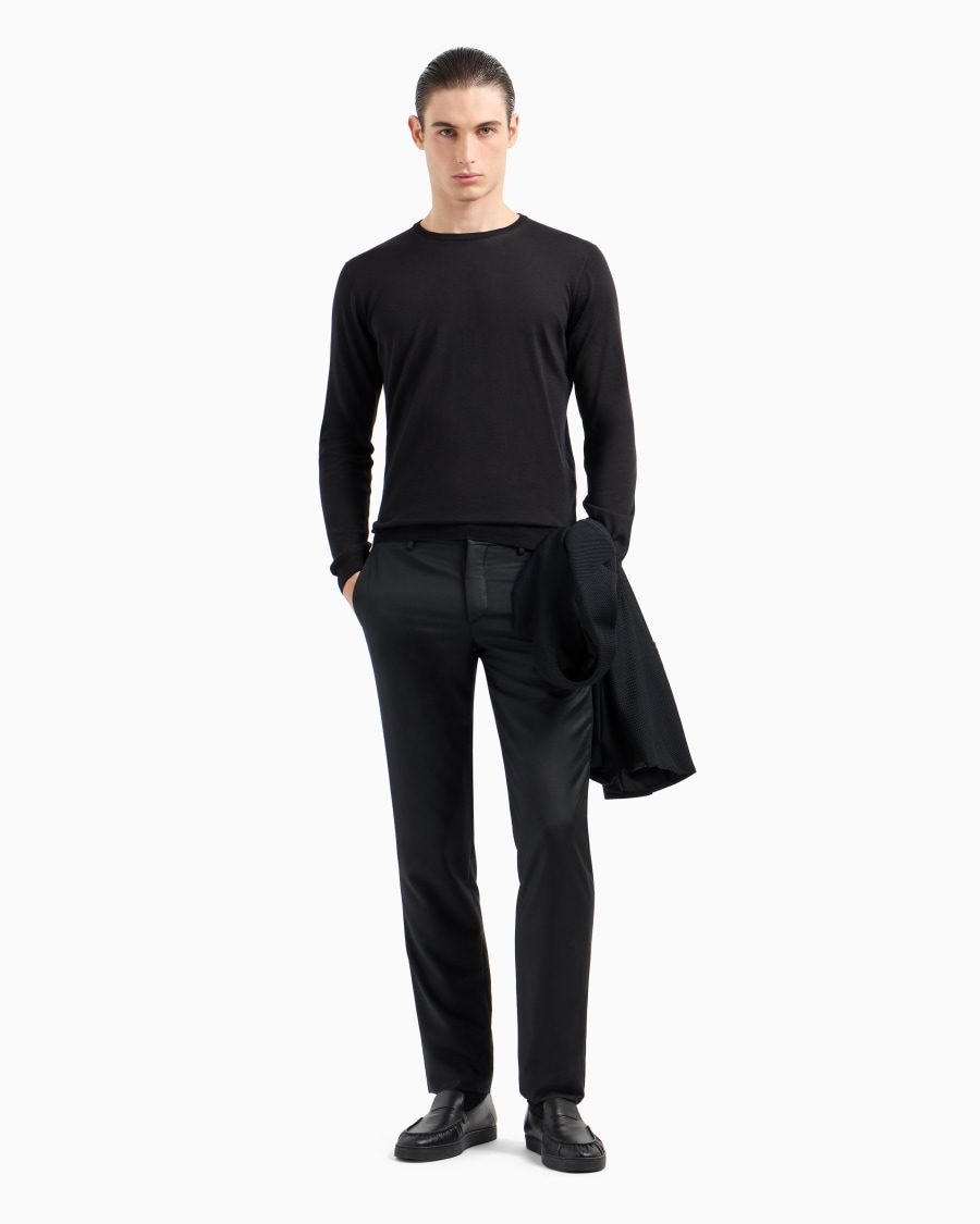 The world of armani MAGLIA GIROCOLLO A MANICA LUNGA IN SETA E COTONE Consegna Veloce