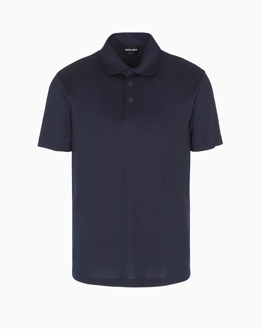 The world of armani POLO IN JERSEY DI SETA E COTONE MELANGE