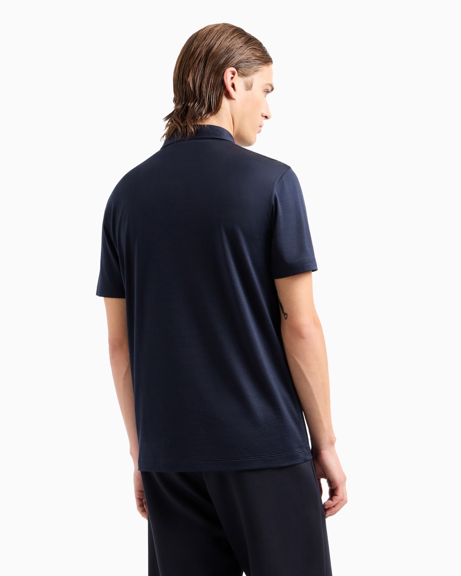 The world of armani POLO IN JERSEY DI SETA E COTONE MELANGE Affare Del Giorno
