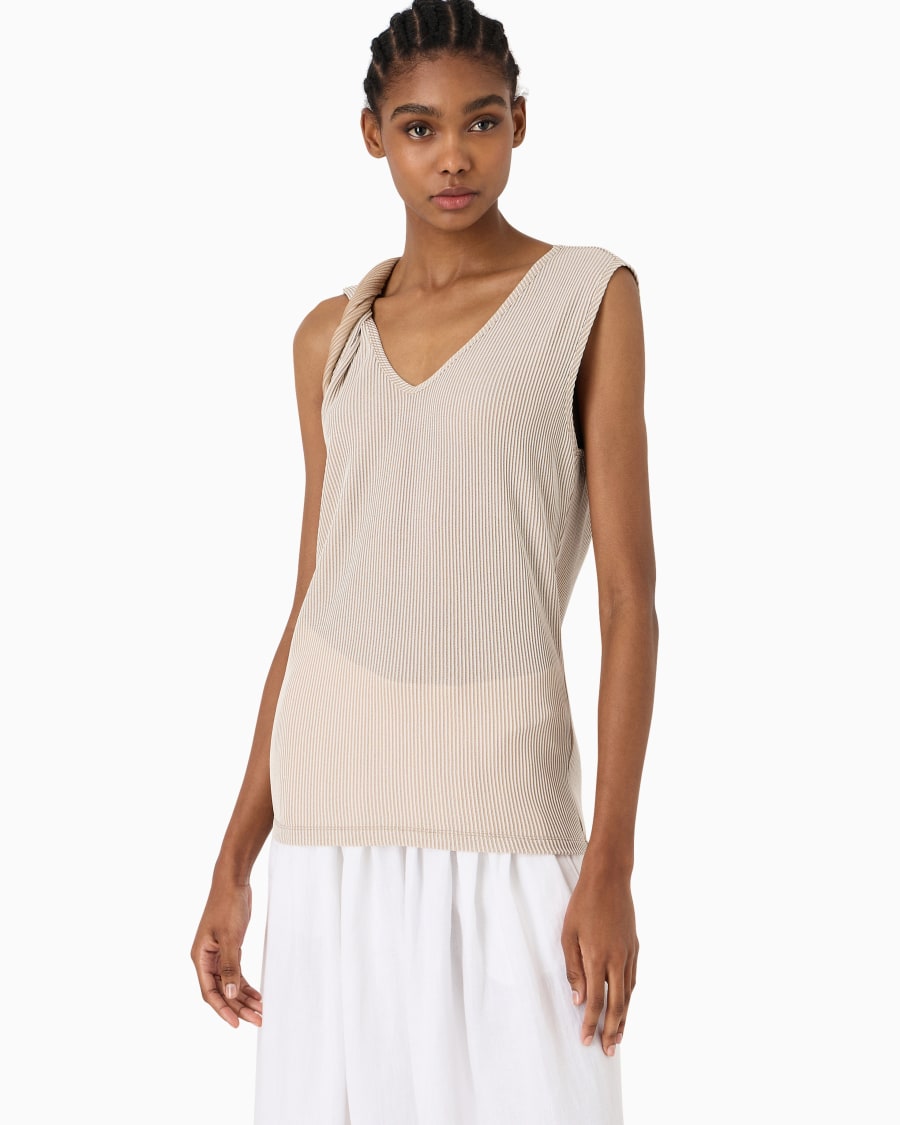 The world of armani TOP GIROCOLLO IN VISCOSA A COSTE Sconto