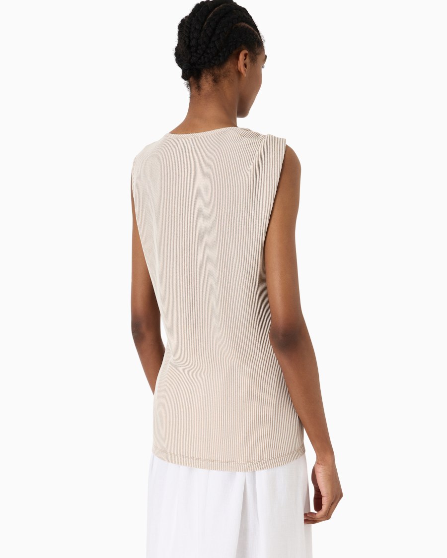 The world of armani TOP GIROCOLLO IN VISCOSA A COSTE Sconto