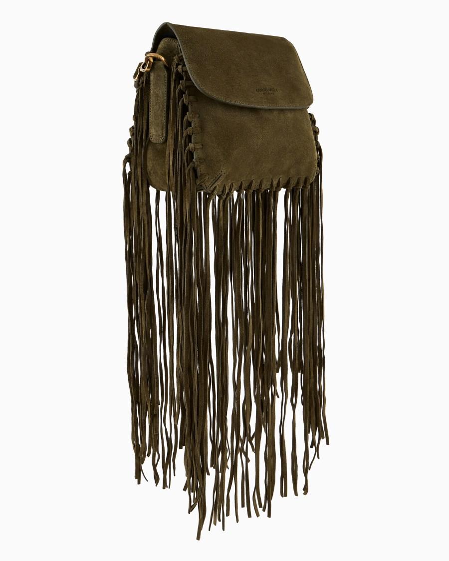 The world of armani BORSA LA PRIMA IN PELLE SCAMOSCIATA CON FRANGE Offerta