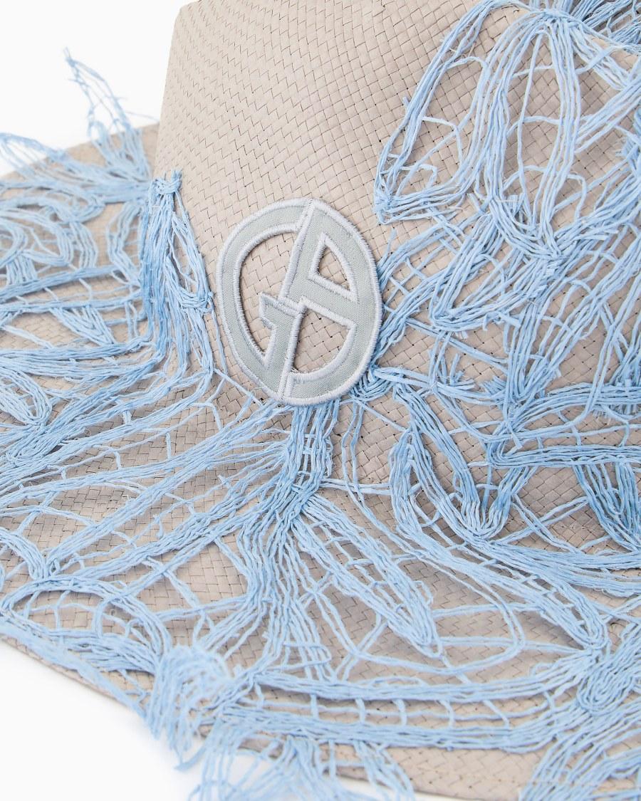 The world of armani CAPPELLO A TESA LARGA IN CARTA TESSILE CON RICAMI Saldi
