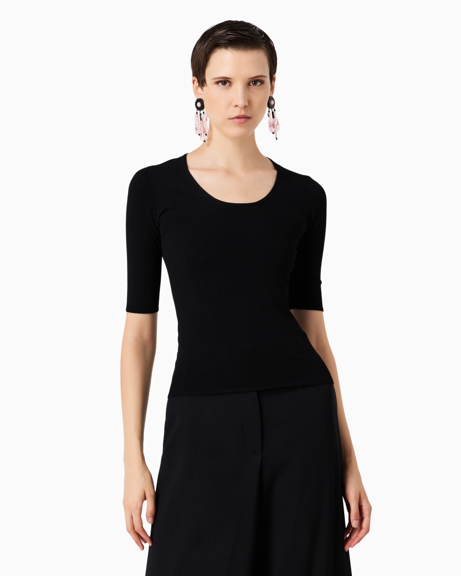 The world of armani MAGLIA GIROCOLLO IN MISTO VISCOSA E LANA JACQUARD Pezzi Unici