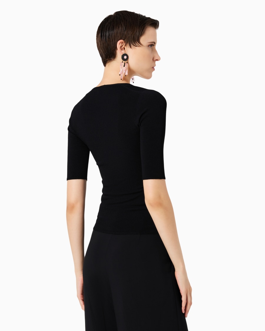 The world of armani MAGLIA GIROCOLLO IN MISTO VISCOSA E LANA JACQUARD Pezzi Unici
