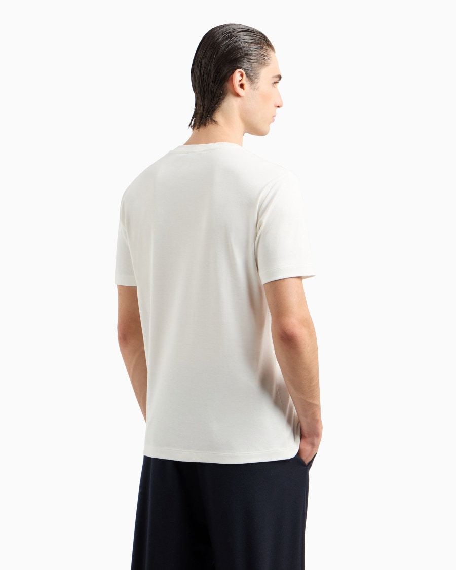 The world of armani T-SHIRT IN INTERLOCK DI PURO COTONE CON LOGO RICAMATO Novità