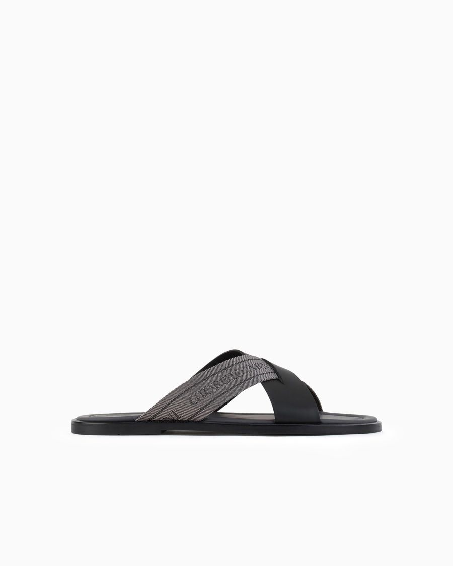 The world of armani SANDALI CROSS IN PELLE E NASTRO BICOLORE