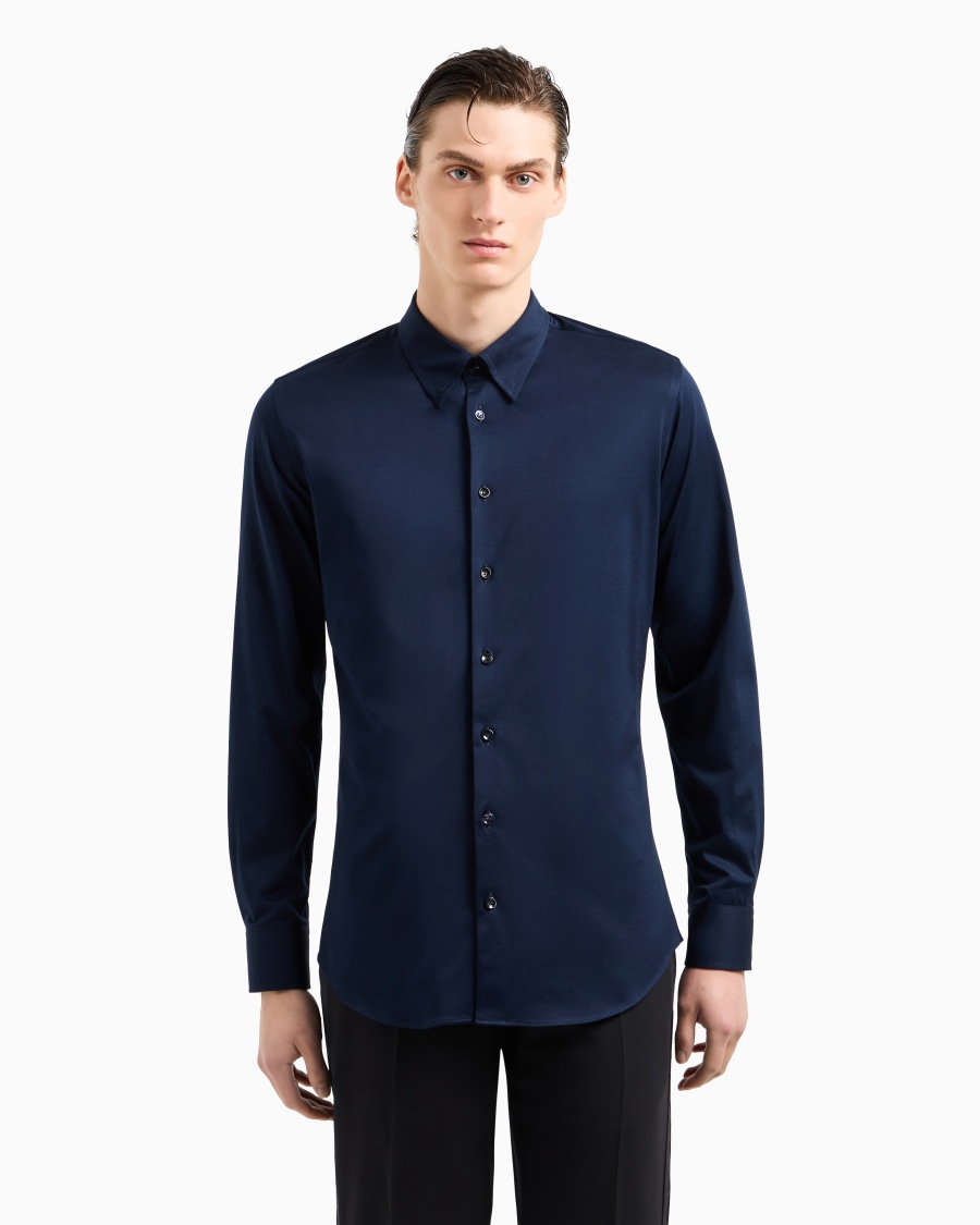 The world of armani CAMICIA SLIM FIT ICON IN JERSEY DI COTONE Vendita Economica