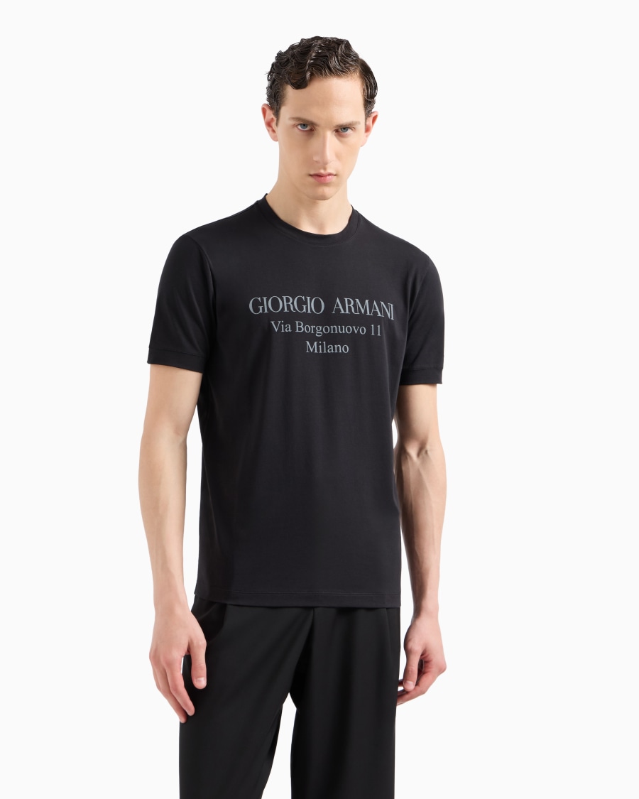 The world of armani T-SHIRT GIROCOLLO BORGONUOVO 11 IN JERSEY DI COTONE PIMA In Linea