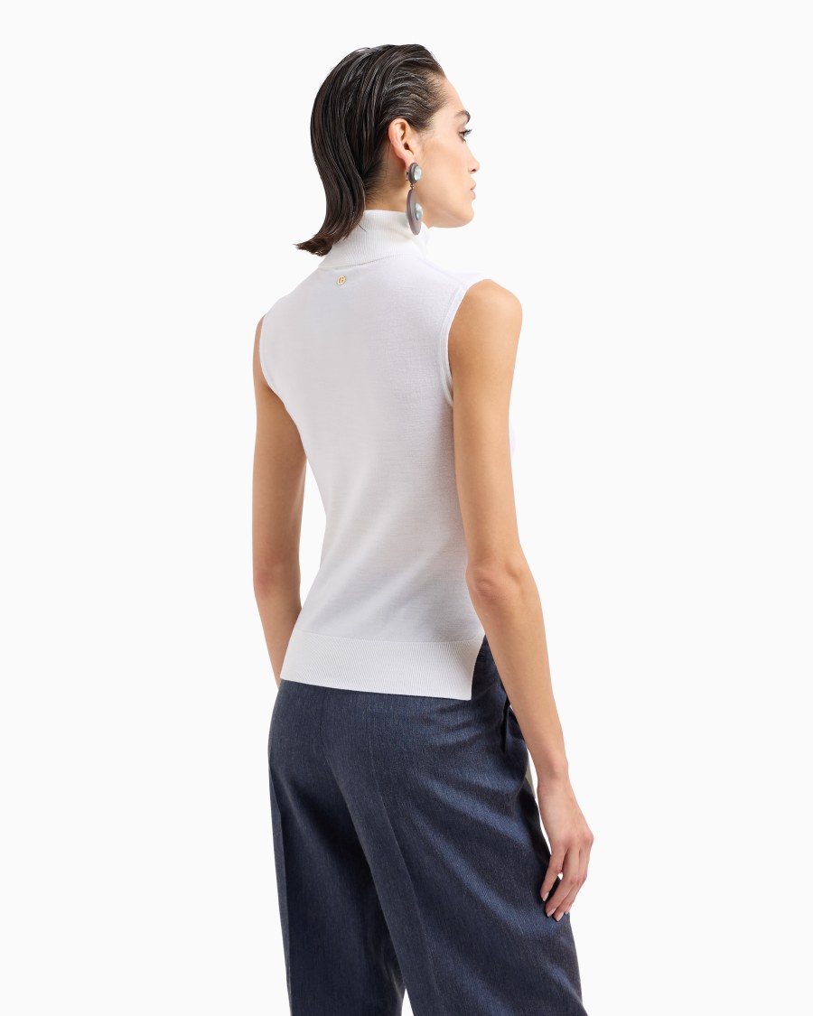 The world of armani TOP CON COLLO A LUPETTO IN LANA VERGINE Soddisfazione Garantita