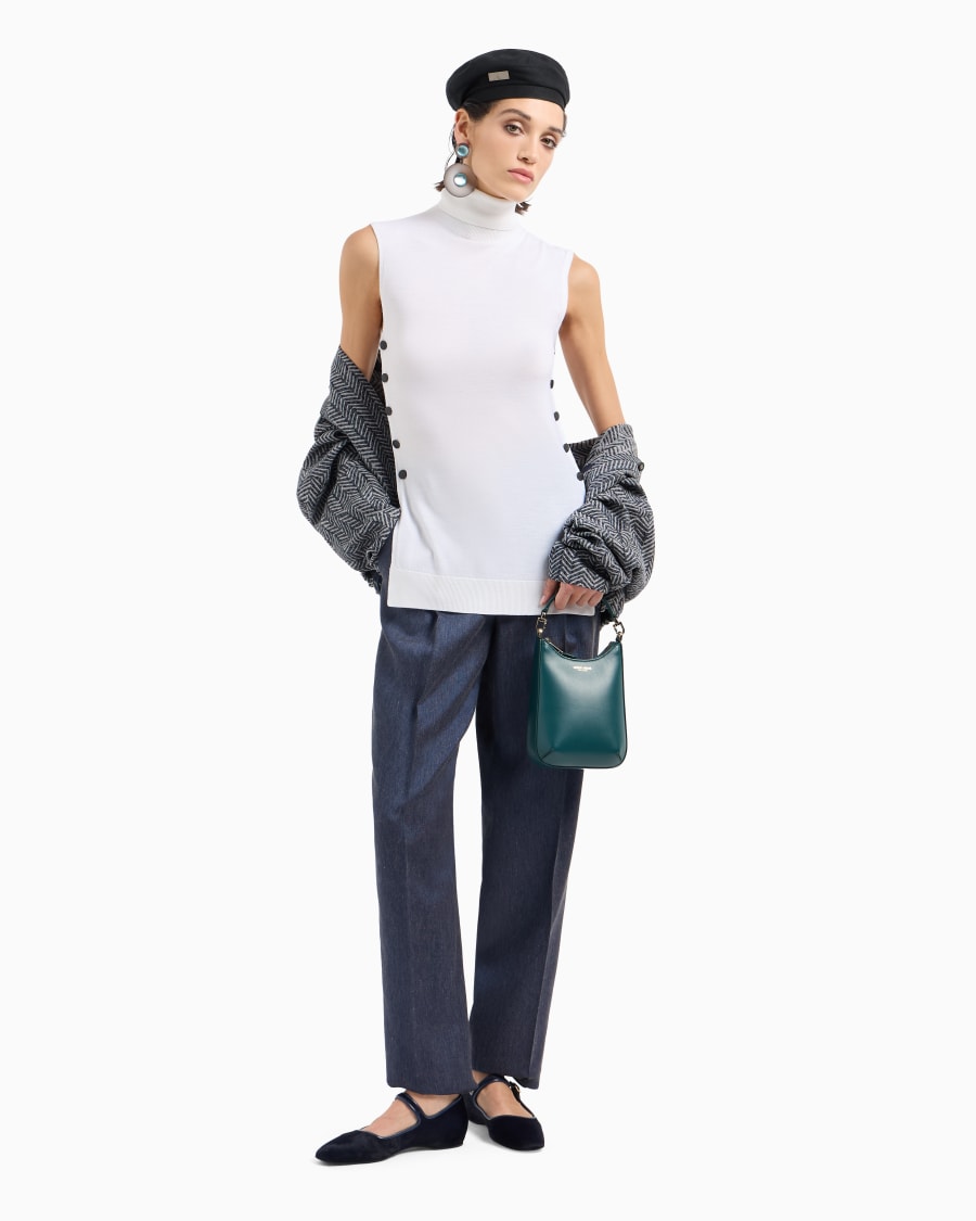 The world of armani TOP CON COLLO A LUPETTO IN LANA VERGINE Soddisfazione Garantita