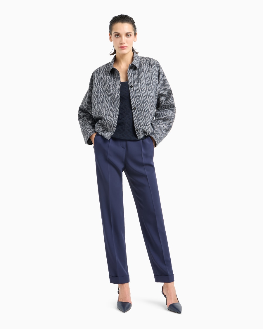 The world of armani MAGLIA GIROCOLLO IN JERSEY DI VISCOSA E CASHMERE JACQUARD ASV Consegna Veloce
