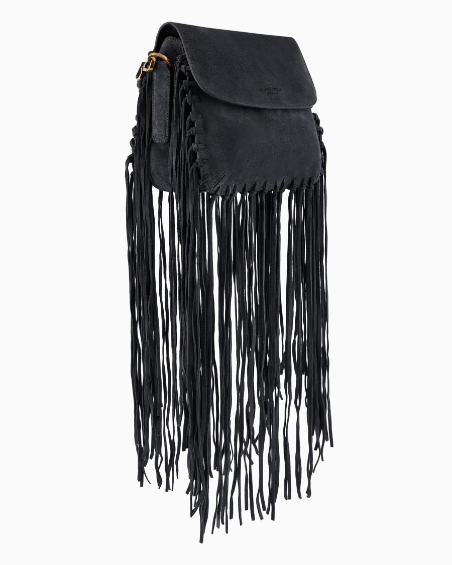 The world of armani BORSA LA PRIMA IN PELLE SCAMOSCIATA CON FRANGE Fino Al -60%
