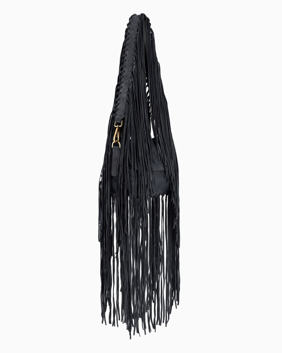 The world of armani BORSA LA PRIMA IN PELLE SCAMOSCIATA CON FRANGE Fino Al -60%