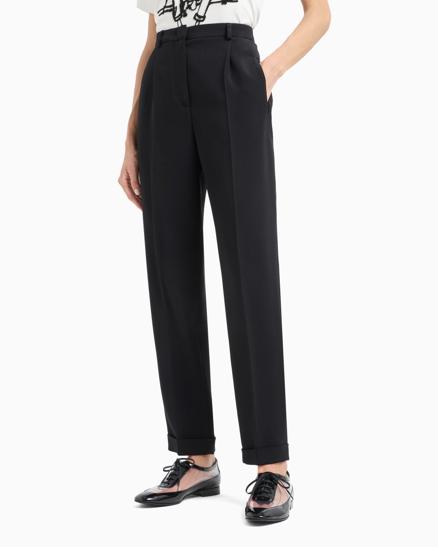 The world of armani PANTALONI DRITTI A UNA PINCE IN CADY DI VISCOSA Prezzo Ridotto