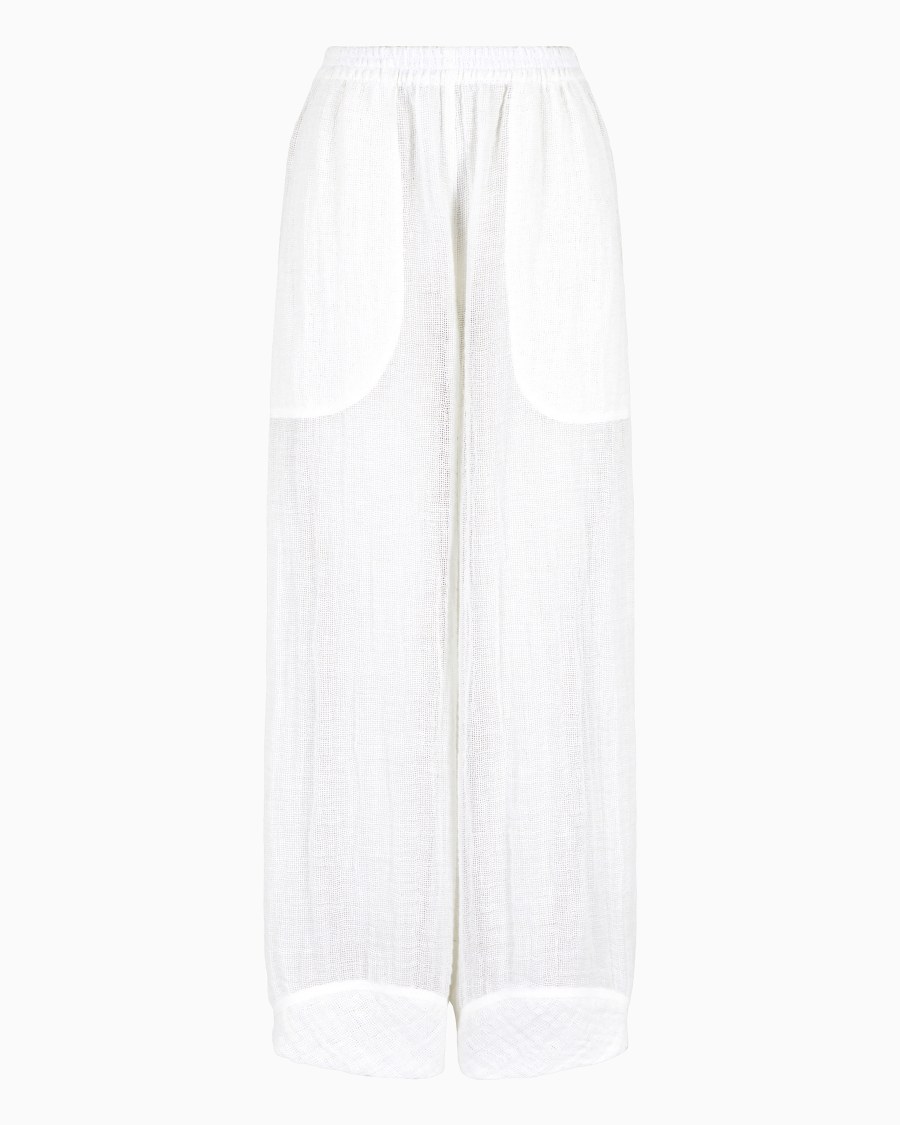 The world of armani PANTALONI AMPI IN MISTO LINO