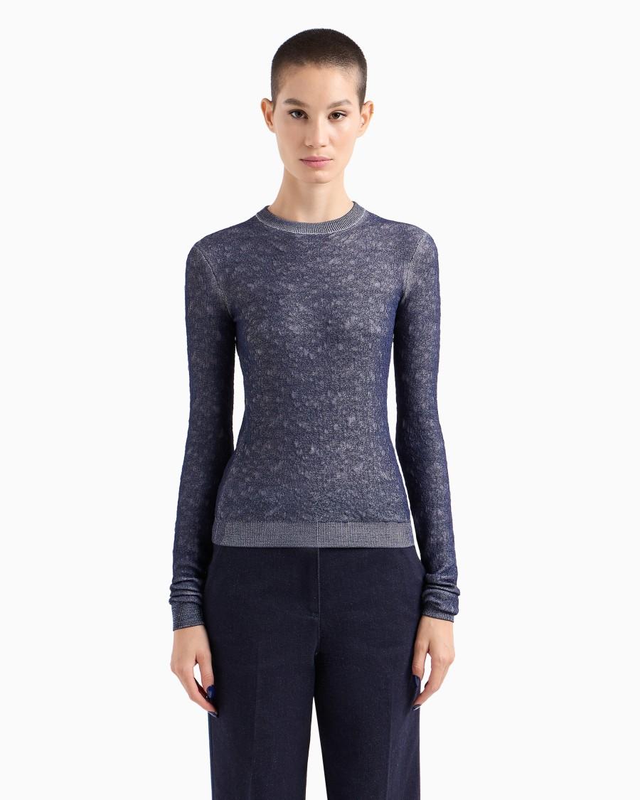 The world of armani DENIM COLLECTION MAGLIA GIROCOLLO IN MISTO VISCOSA GOFFRATA I Più Venduti