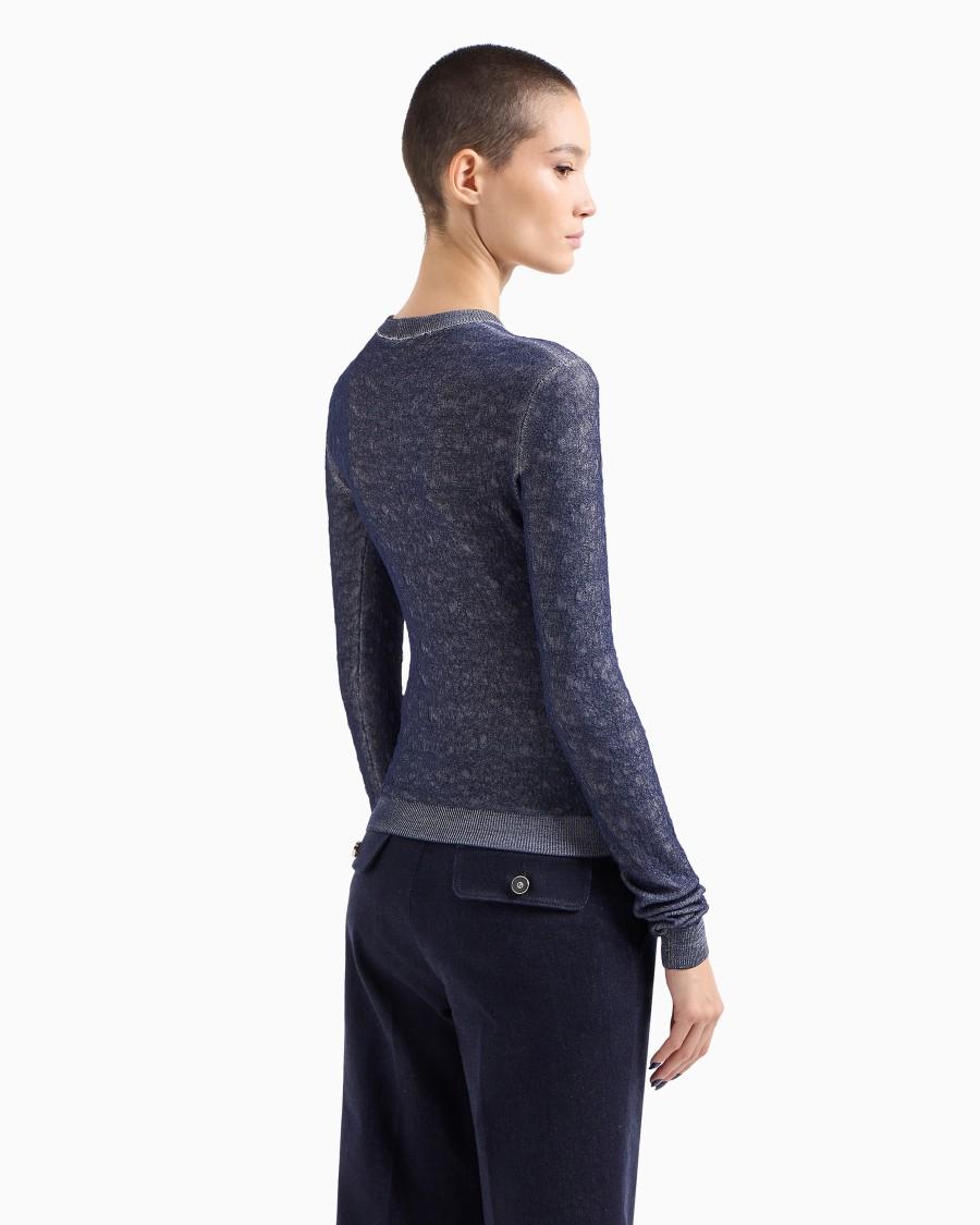 The world of armani DENIM COLLECTION MAGLIA GIROCOLLO IN MISTO VISCOSA GOFFRATA I Più Venduti
