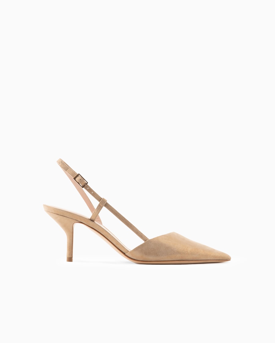 The world of armani SLINGBACK IN PELLE SCAMOSCIATA LAMINATA