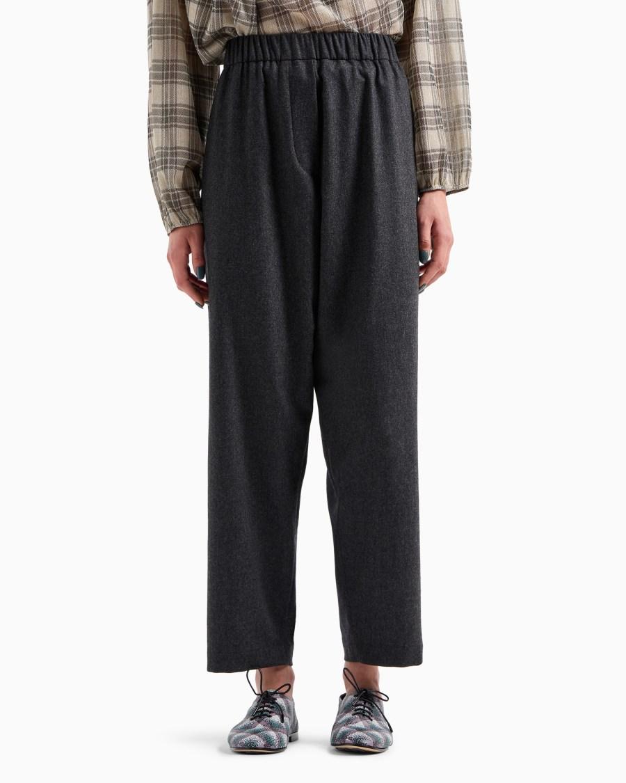 The world of armani PANTALONI MORBIDI IN FLANELLA LANA E CASHMERE Nuova