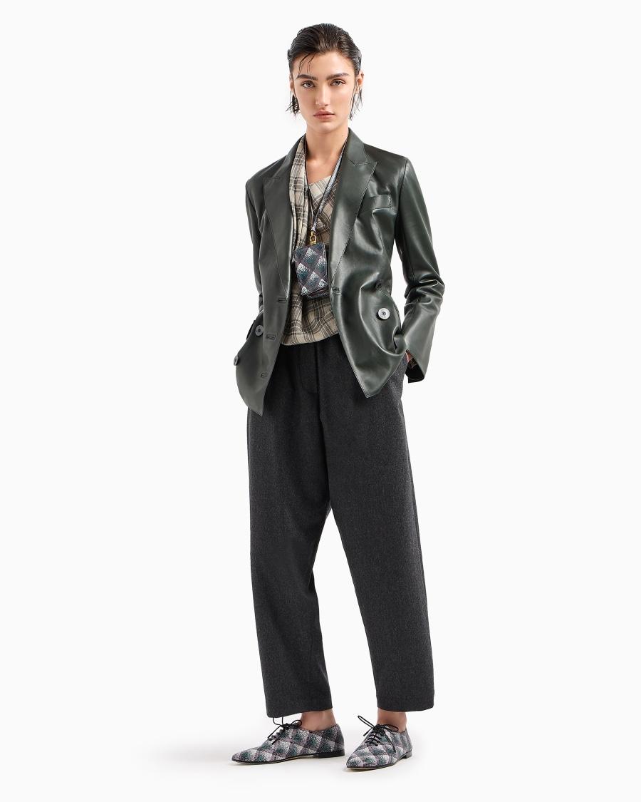 The world of armani PANTALONI MORBIDI IN FLANELLA LANA E CASHMERE Nuova