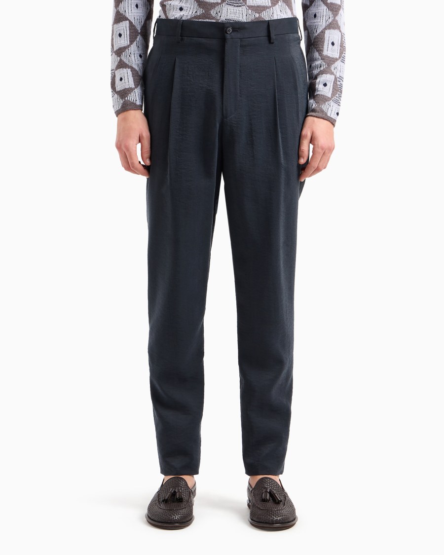 The world of armani PANTALONI A DUE PINCES IN TWILL MISTO SETA Italia