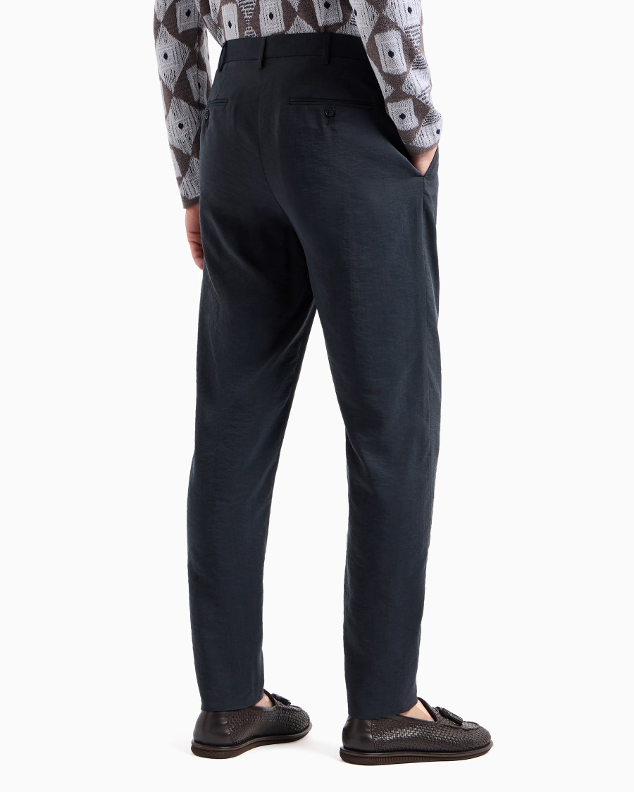 The world of armani PANTALONI A DUE PINCES IN TWILL MISTO SETA Italia