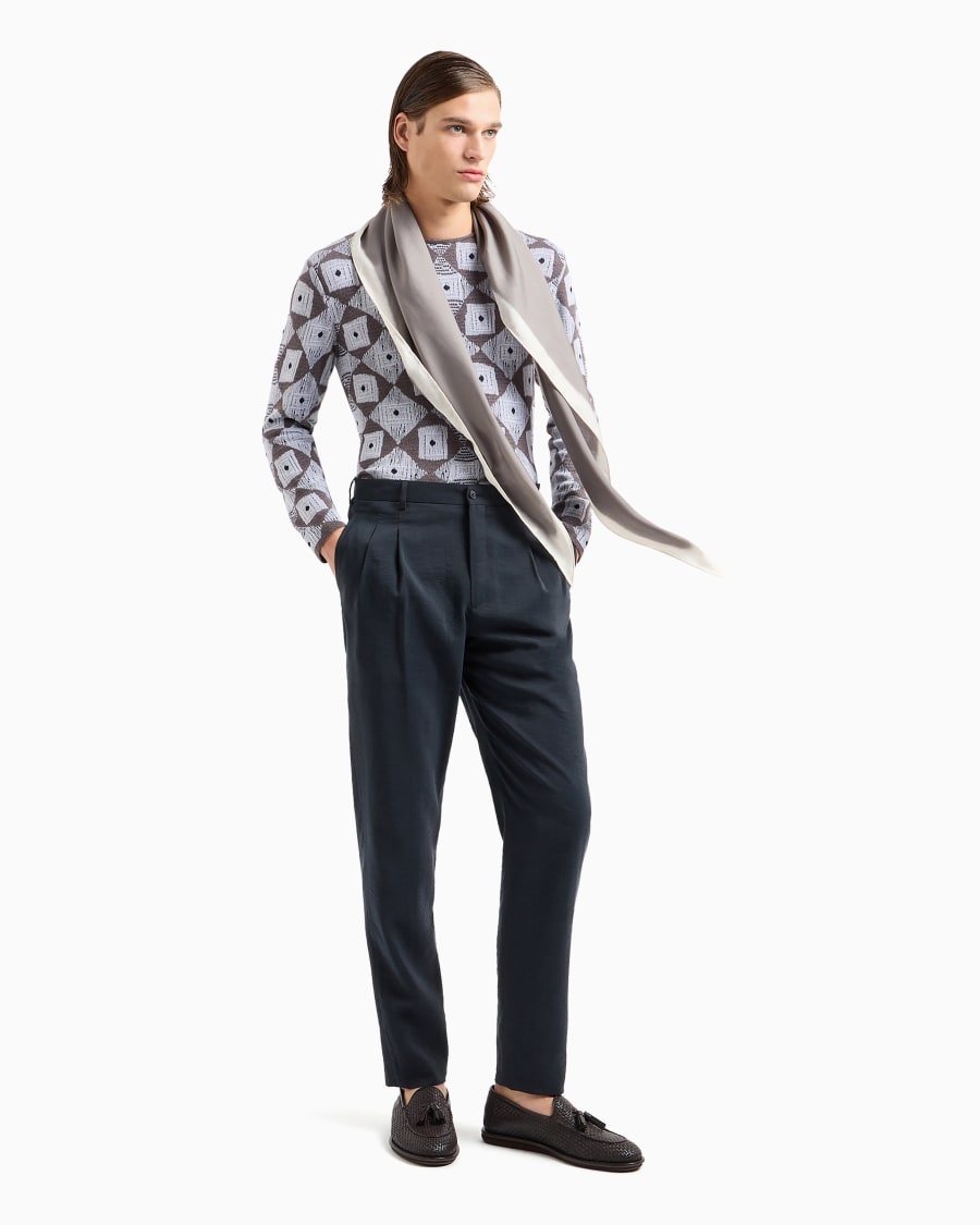 The world of armani PANTALONI A DUE PINCES IN TWILL MISTO SETA Italia