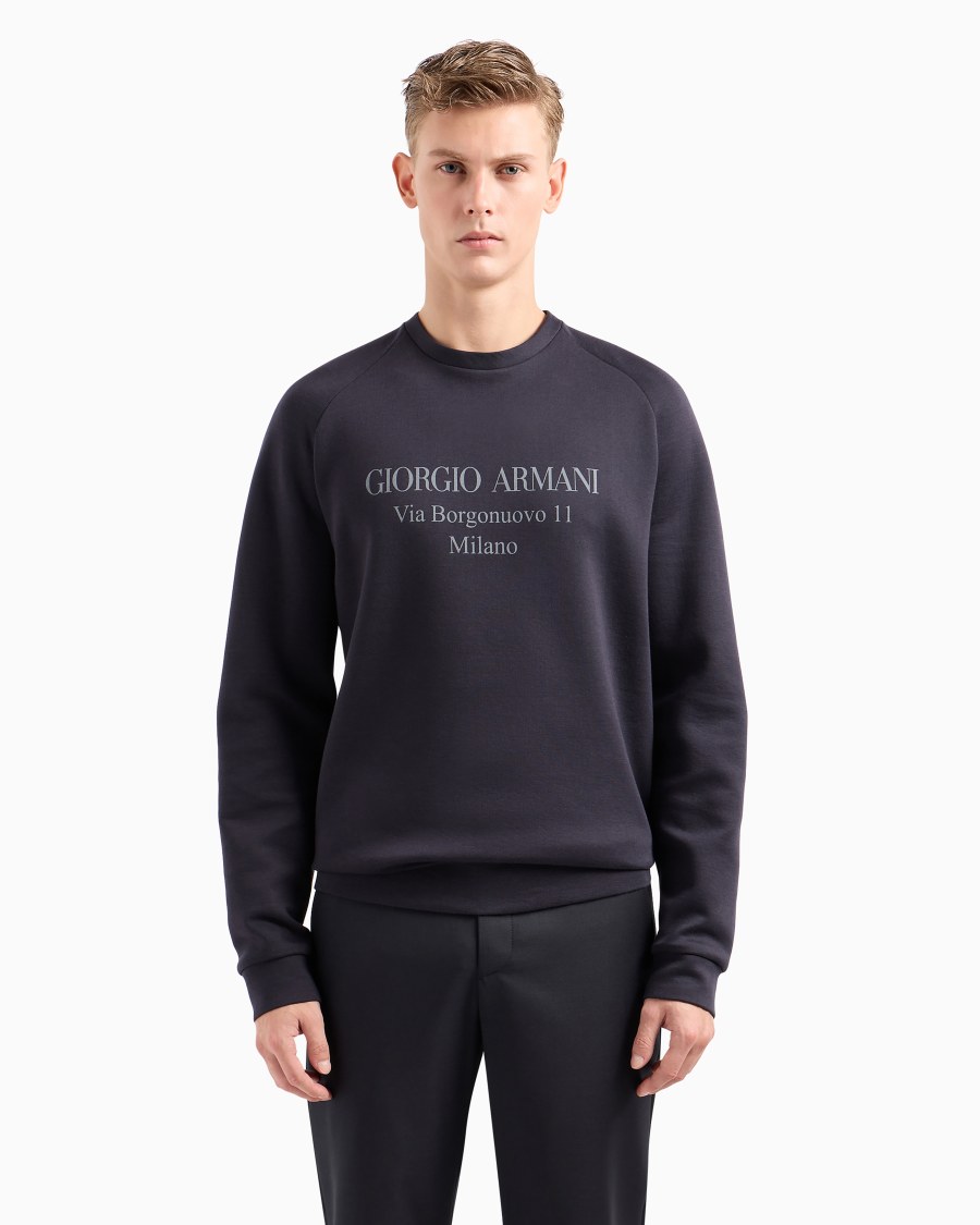 The world of armani FELPA BORGONUOVO 11 IN DOPPIO JERSEY DI COTONE In Linea