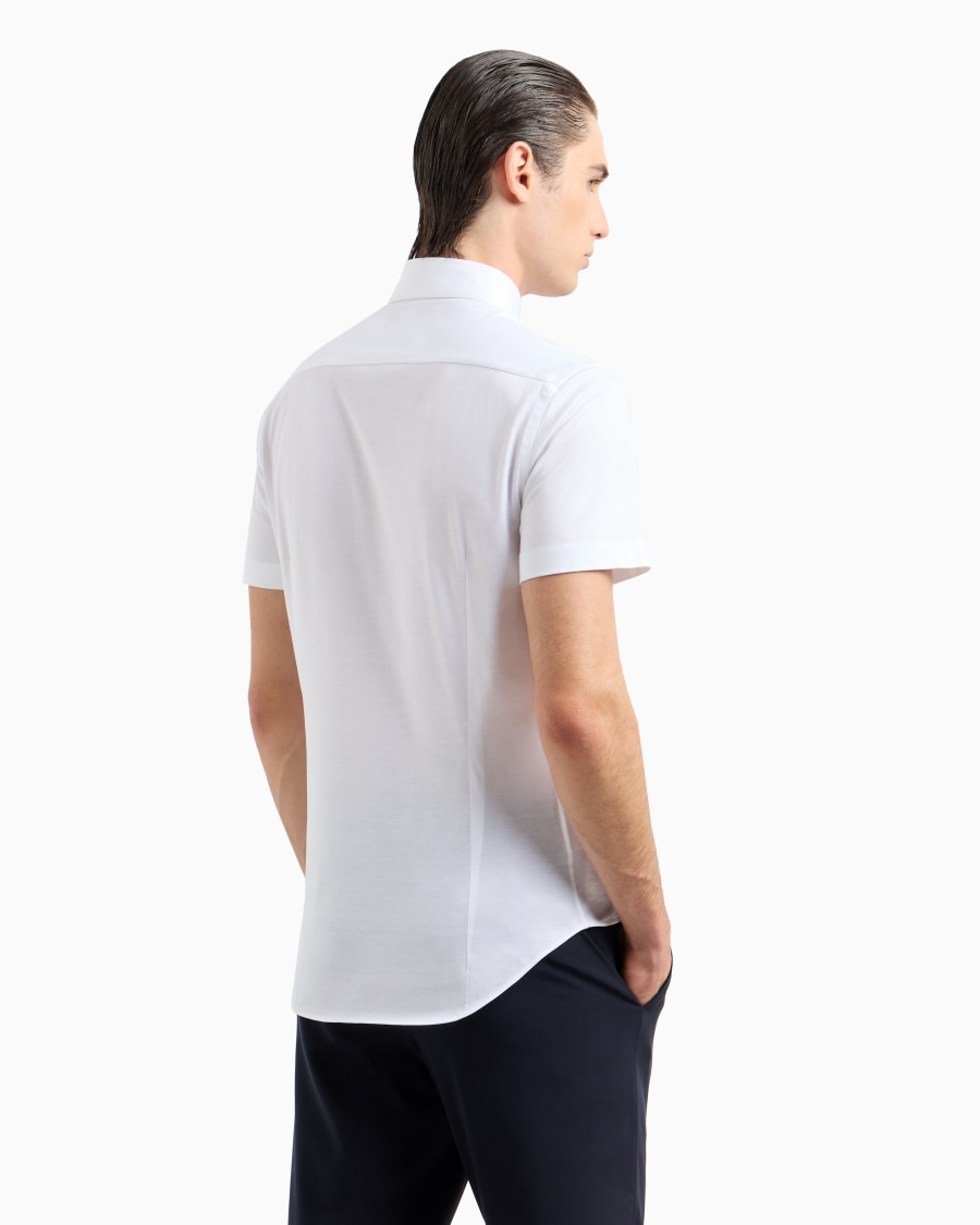 The world of armani CAMICIA A MANICHE CORTE IN JERSEY DI COTONE Nuovo