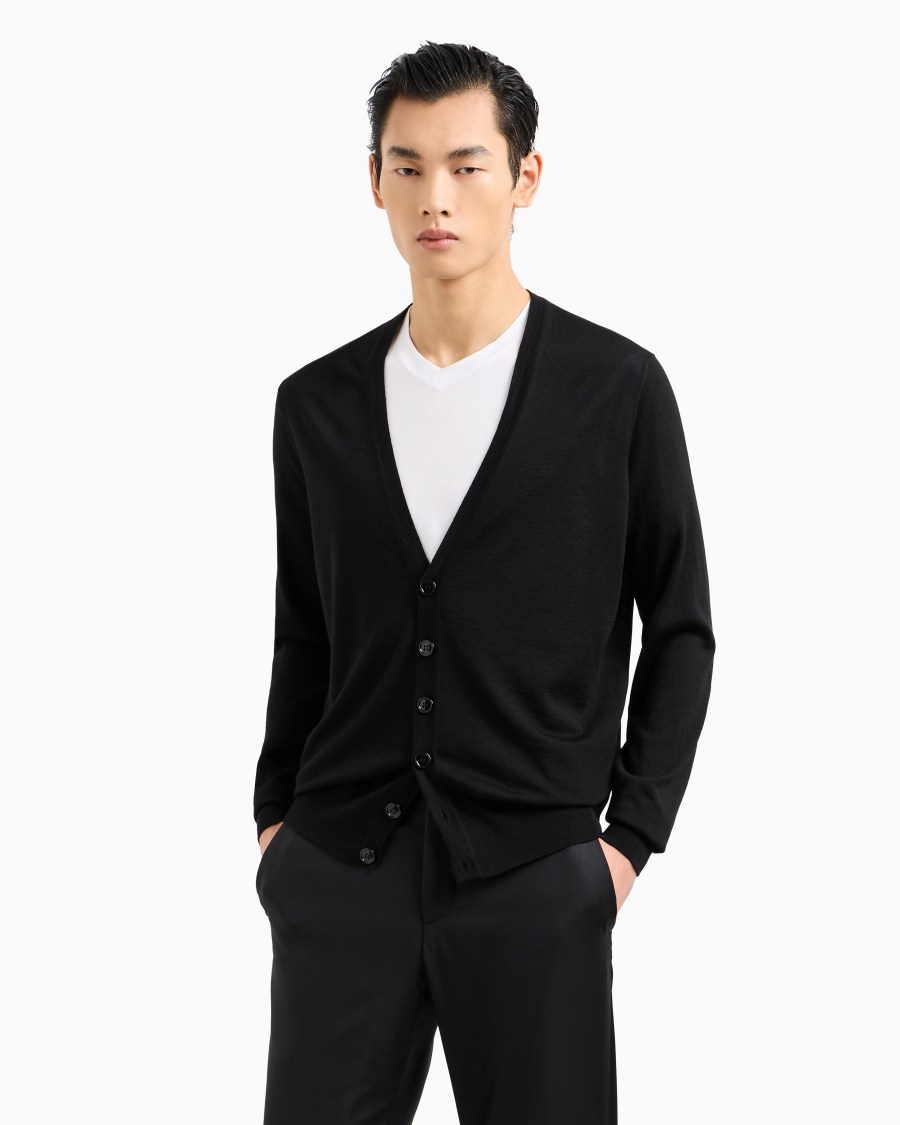 The world of armani CARDIGAN CON BOTTONI IN LANA VERGINE Promozione Limitata
