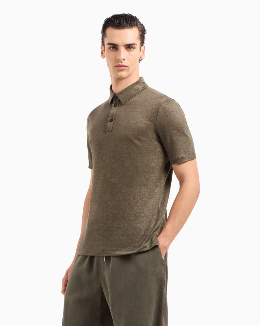 The world of armani POLO A MANICHE CORTE IN JERSEY DI PURO LINO Sconto
