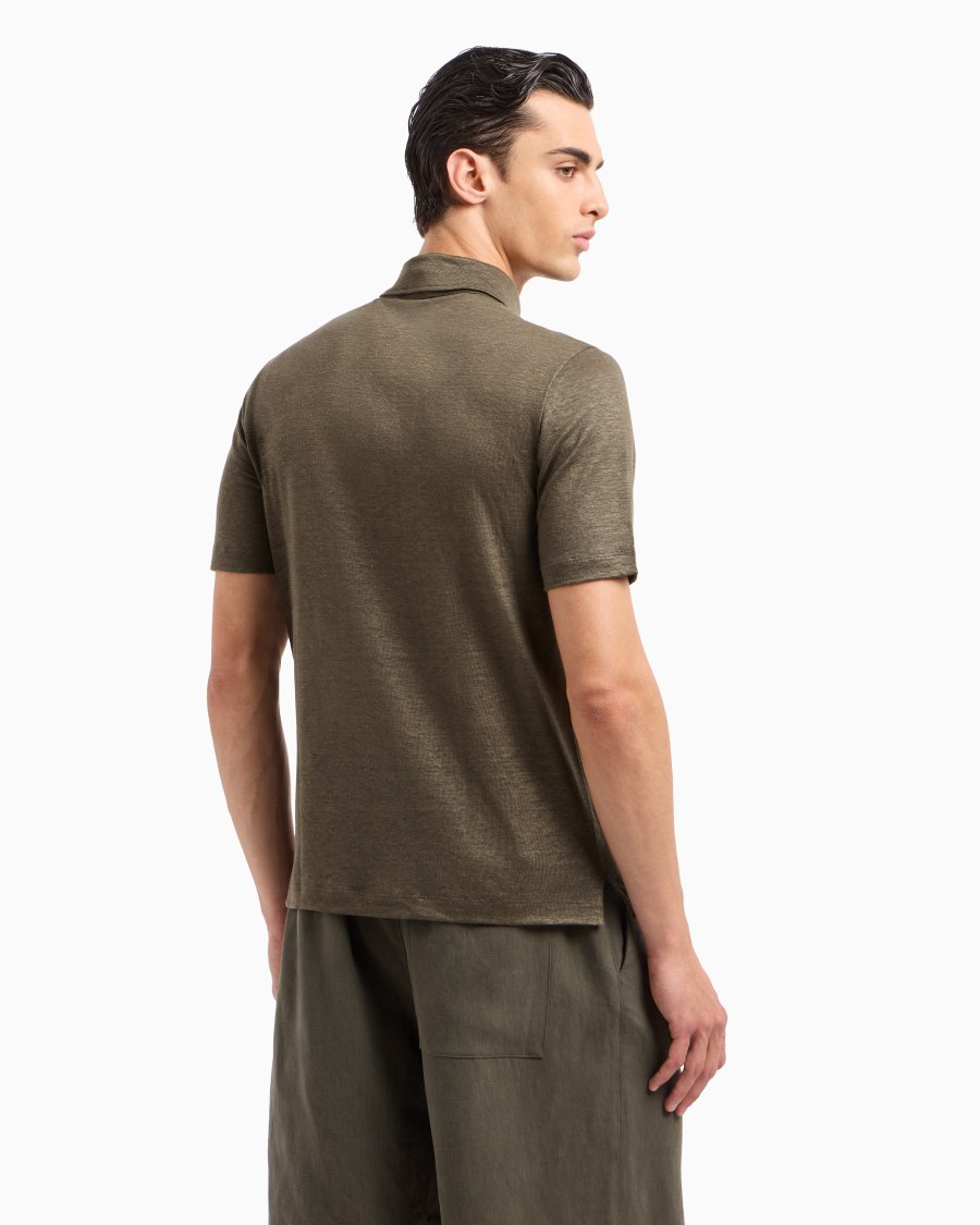 The world of armani POLO A MANICHE CORTE IN JERSEY DI PURO LINO Sconto