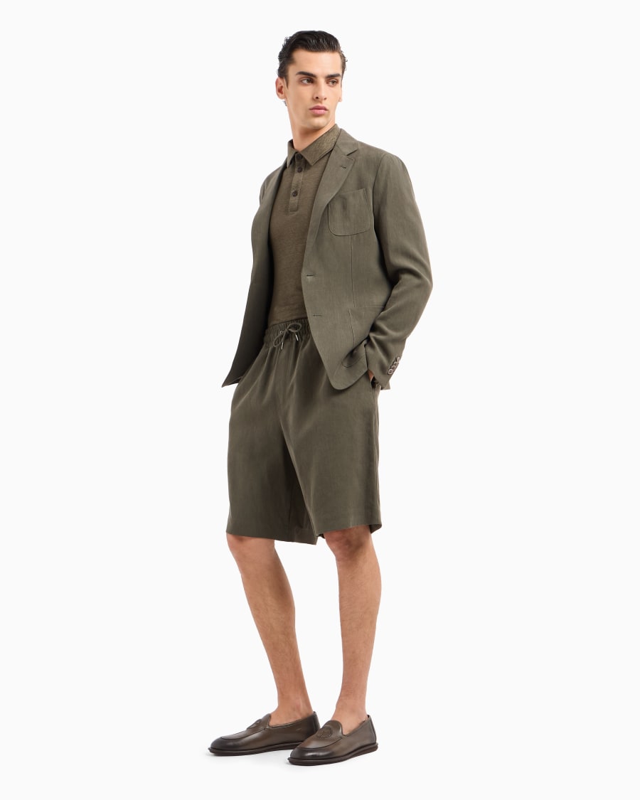 The world of armani POLO A MANICHE CORTE IN JERSEY DI PURO LINO Sconto