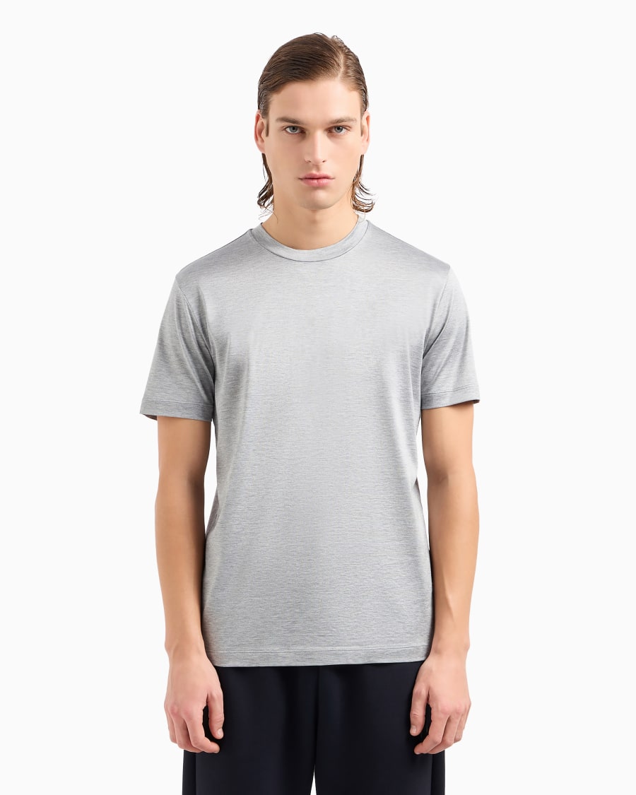 The world of armani T-SHIRT IN JERSEY RASATO DI MISTO SETA E COTONE Offerta