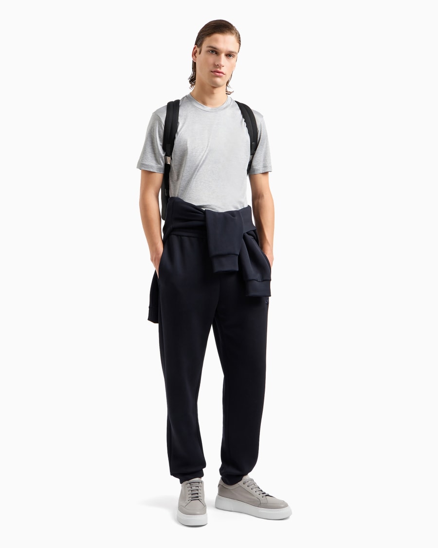The world of armani T-SHIRT IN JERSEY RASATO DI MISTO SETA E COTONE Offerta