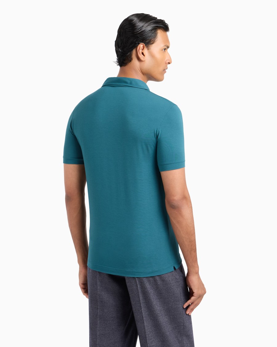 The world of armani POLO A MANICHE CORTE IN JERSEY DI VISCOSA STRETCH Economico