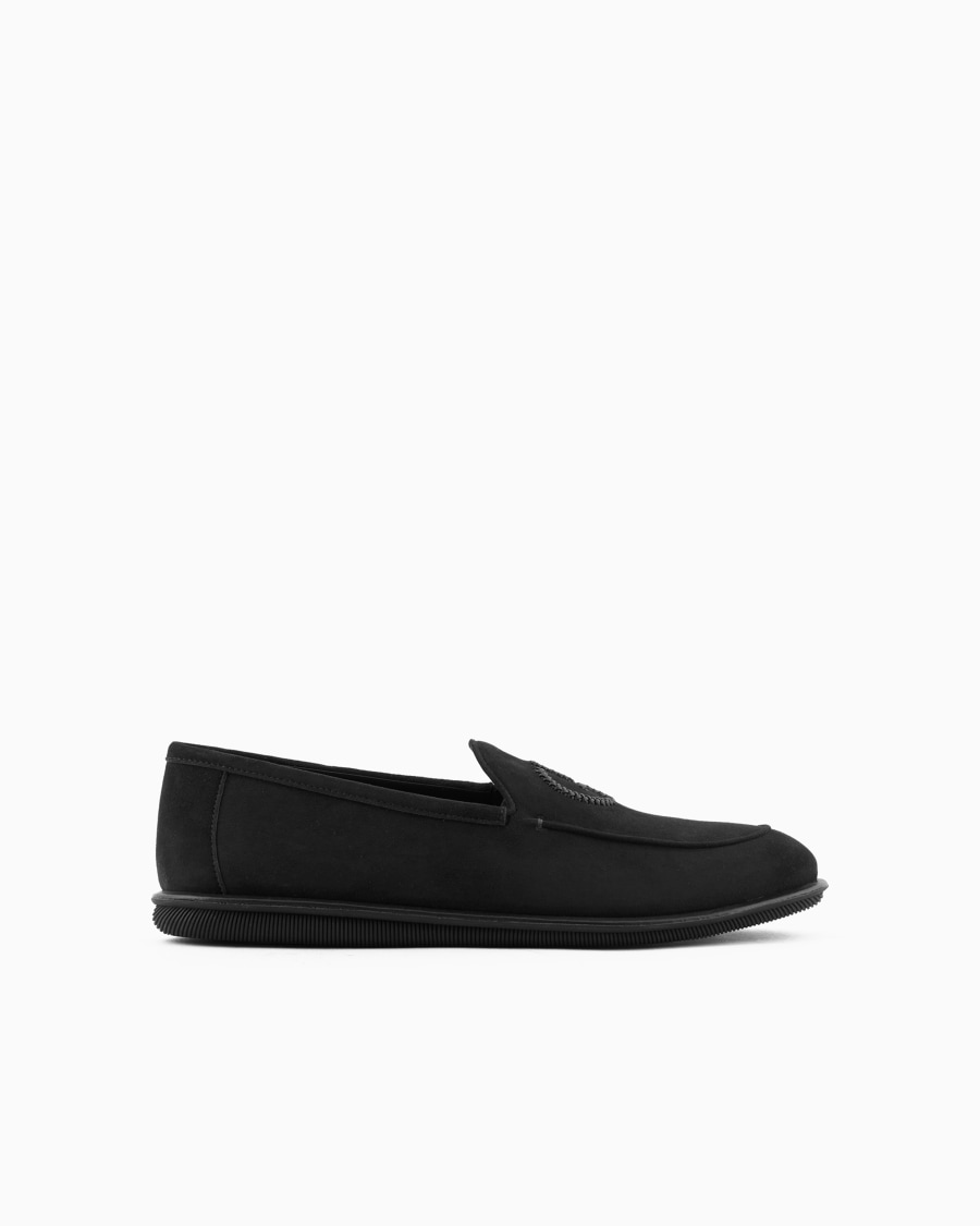 The world of armani MOCASSINI IN SUEDE CON LOGO RICAMATO