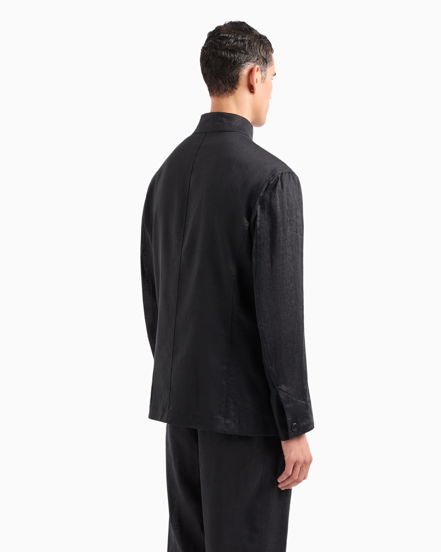 The world of armani GIACCA MONOPETTO IN TELA DI LINO Vendita Calda