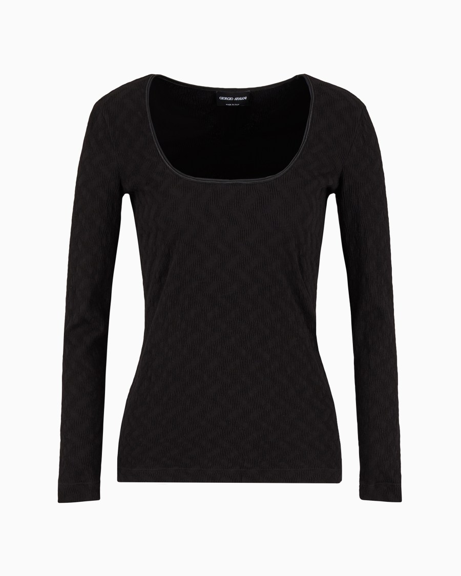 The world of armani MAGLIA GIROCOLLO IN JERSEY DI VISCOSA E CASHMERE JACQUARD ASV