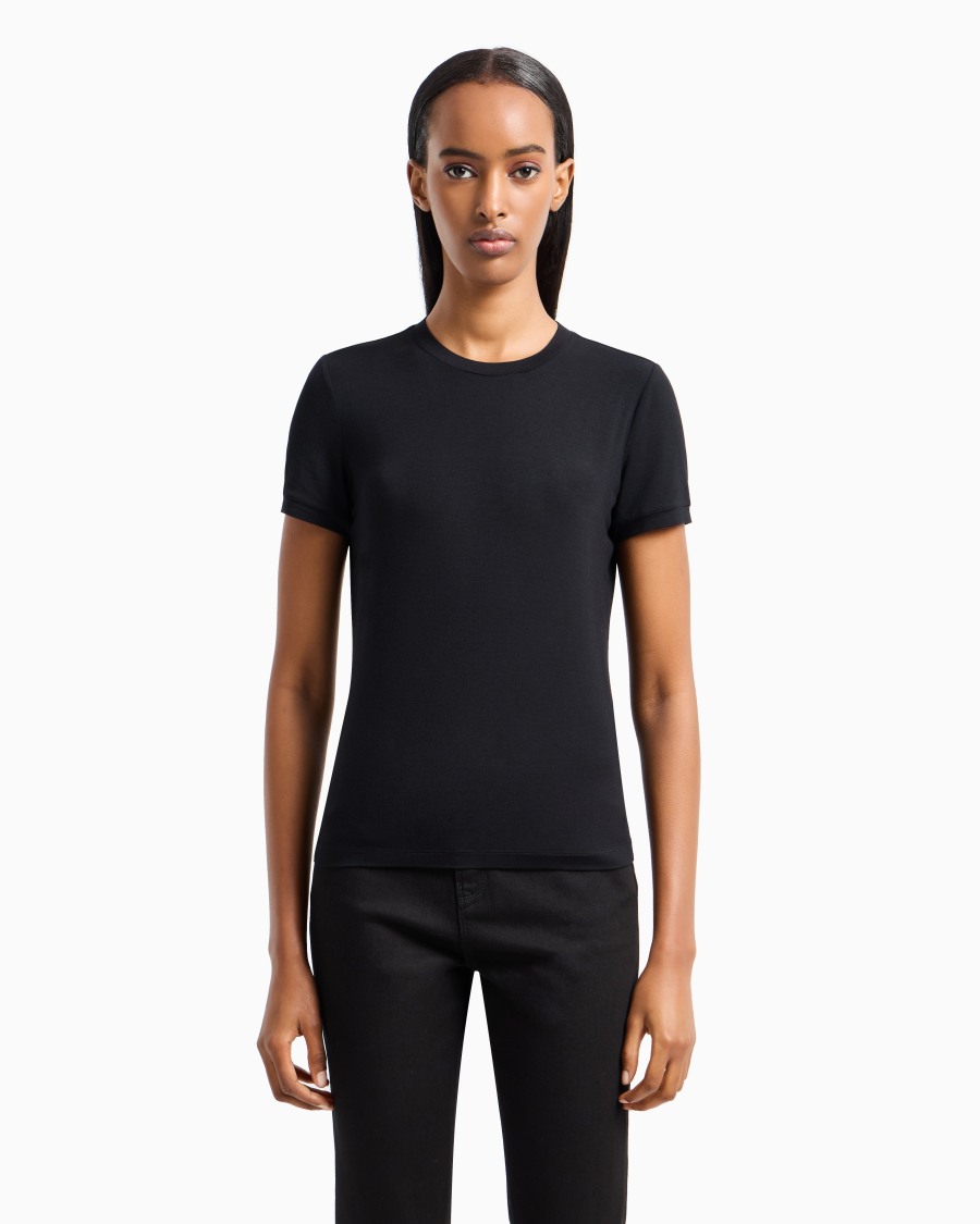 The world of armani T-SHIRT IN JERSEY DI VISCOSA STRETCH Vendite Flash