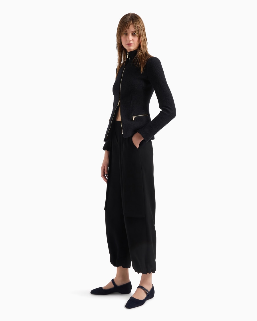The world of armani GIACCA CON ZIP IN COTONE LANA E CASHMERE DOUBLE In Saldo