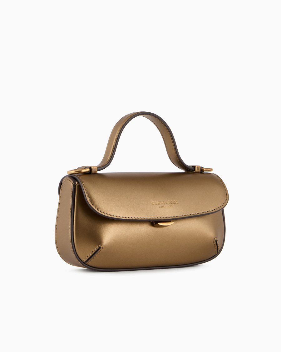 The world of armani MINI BORSA A MANO LA PRIMA IN PELLE LAMINATA In Vendita