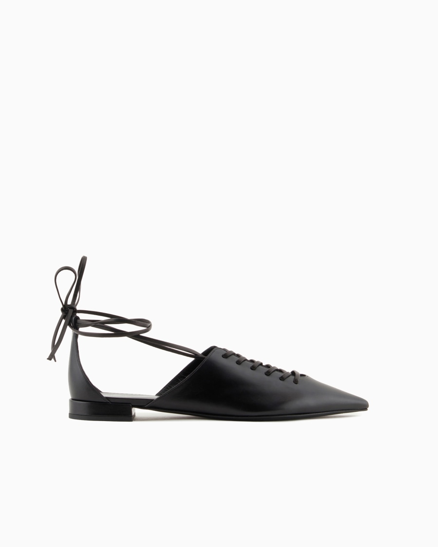 The world of armani BALLERINE IN PELLE CON ALLACCIATURA ALLA CAVIGLIA