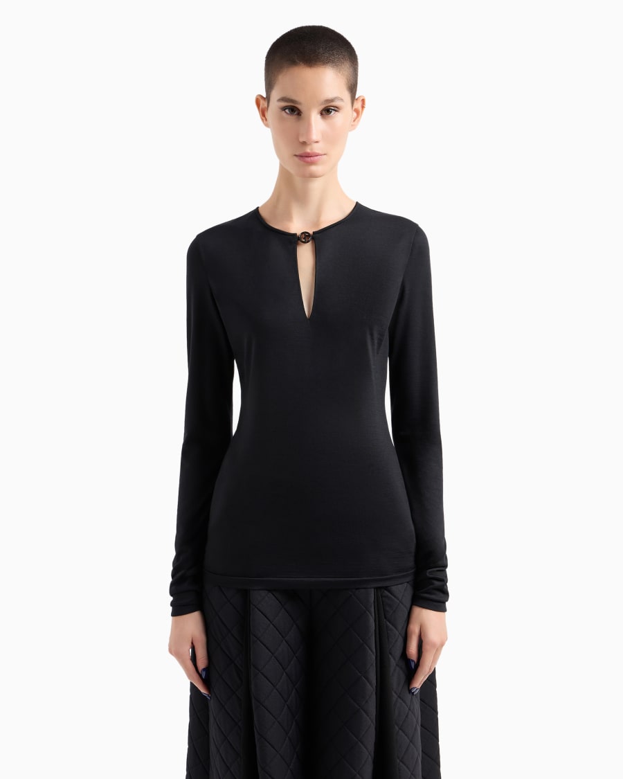 The world of armani MAGLIA A MANICHE LUNGHE IN JERSEY DI LANA Spedizione Gratuita